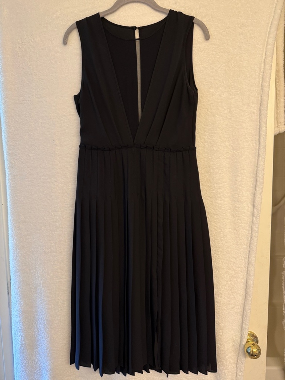 BCBGMaxAzria Black Sheer V-Neck Pleated Midi Dress Ready to Dance!